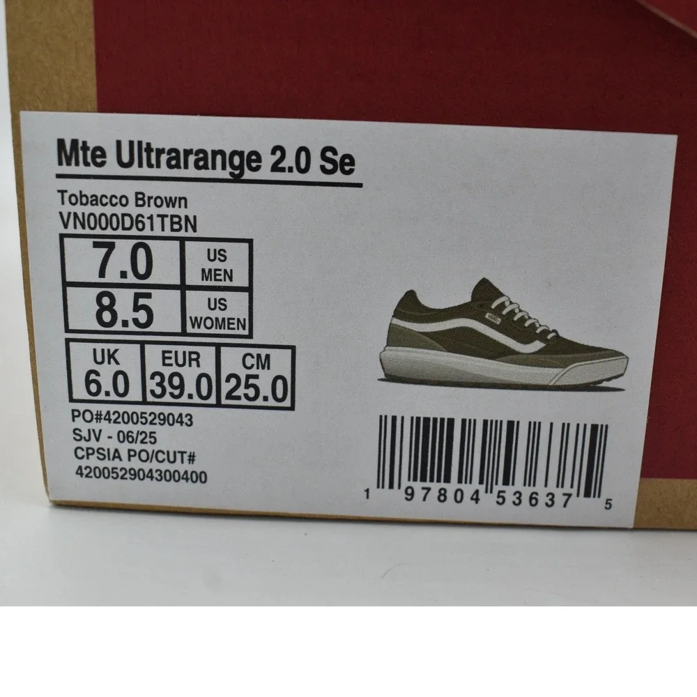 Vans Womens Size 8.5 MTE Ultrarange 2.0 SE Brown Olive Lace Up Sneakers Shoes